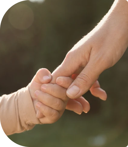 Mom & child holding hands